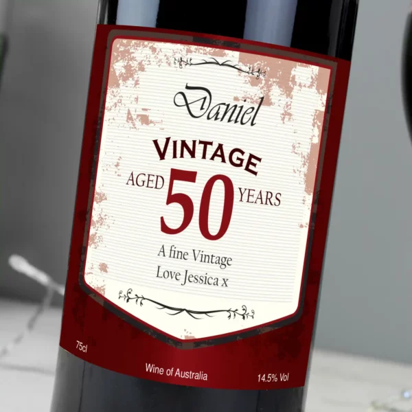 Red Wine with Personalised Vintage Age Label - Image 6