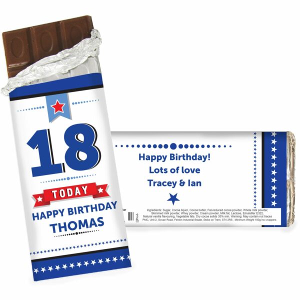 Personalised Birthday Star design Milk Chocolate Bar