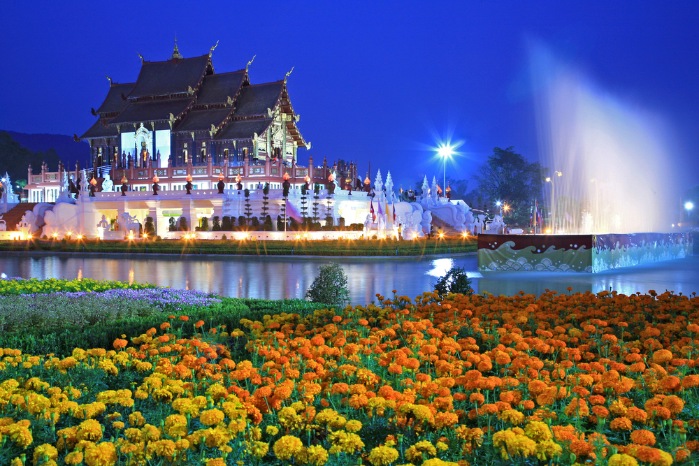 wedding anniversary destination ideas for Asia. Royal Flora temple (Ratchaphruek ) in Chiang Mai, Thailand