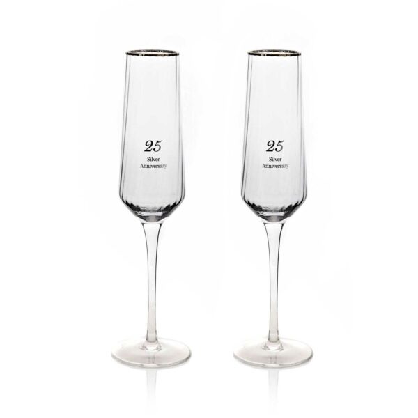 Amore Silver Anniversary Champagne Flutes gift set