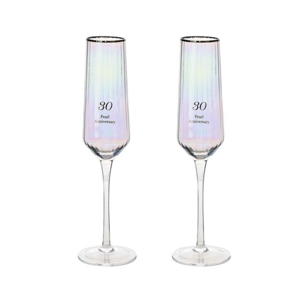 Amore Champagne Flutes Gift Set - Pearl Anniversary