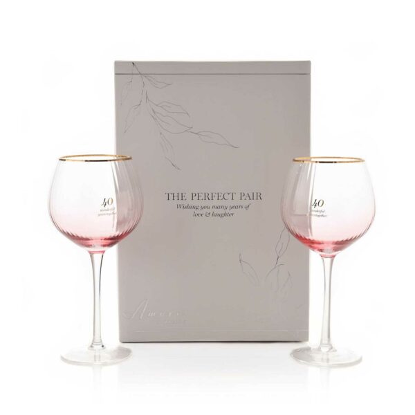 Amore 40th Anniversary Gin Balloon Glasses Gift Set