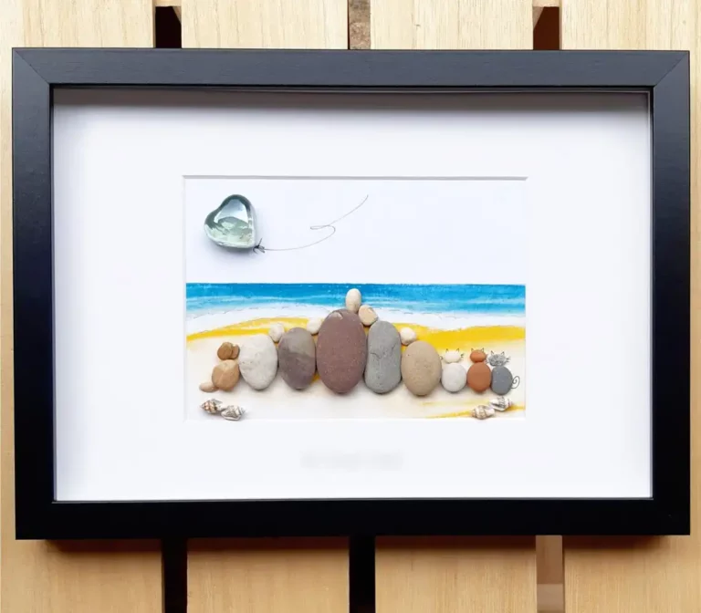 On The Beach, Crystal Wedding Anniversary, Beach Pebbleart Family