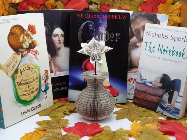 Origami Flowers & Vase Made From Your Favourite Book - You Choose The Paper Flowers