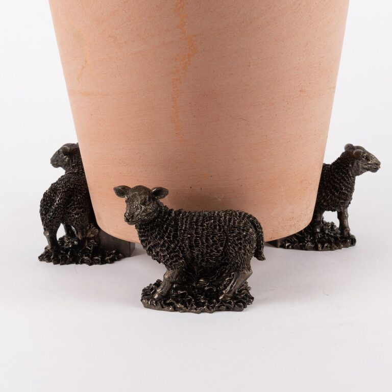 Potty Feet - Antique Bronze Coloured Sheep Plant Pot Gift Boxed Set Of 3