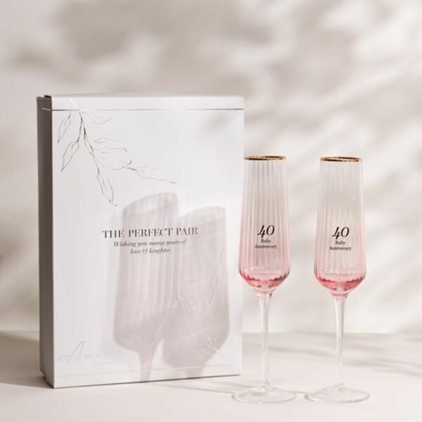 Amore Champagne Flutes Gift Set – Ruby Anniversary