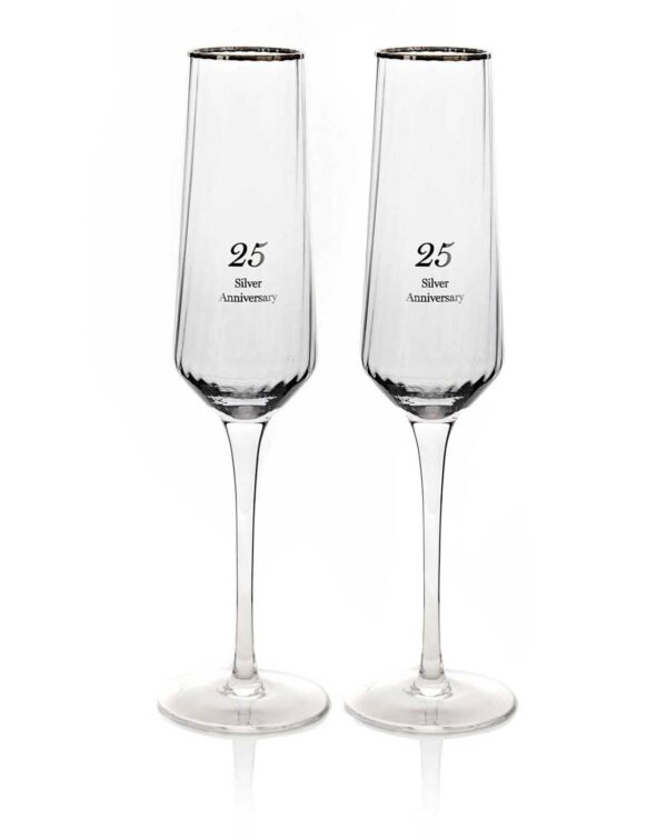 Amore Silver Anniversary Champagne Flutes gift set