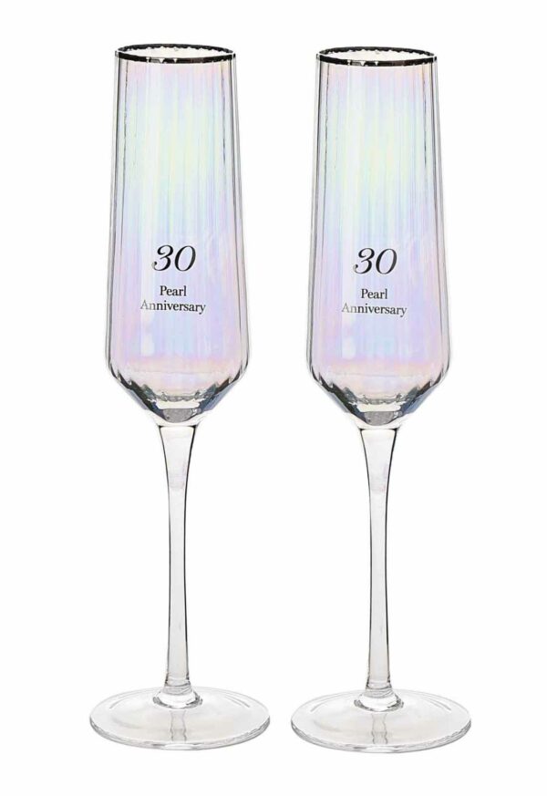 Amore Champagne Flutes Gift Set - Pearl Anniversary