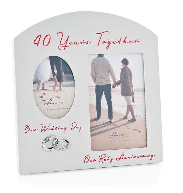 Amore 40 years Together, Then and Now Photo Frame