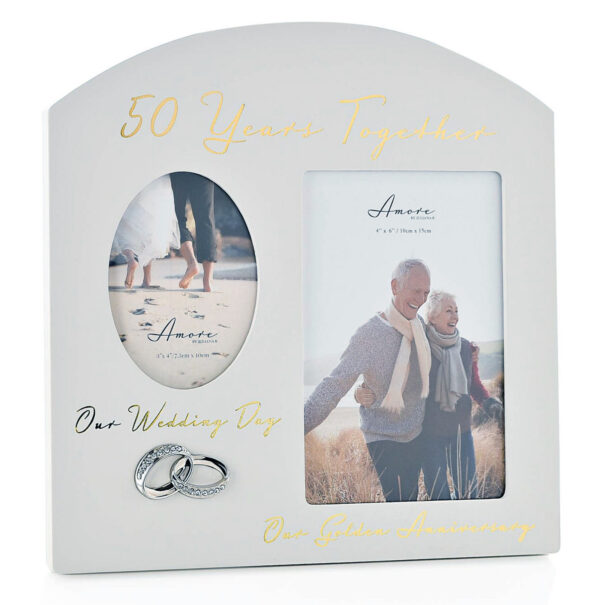 Amore by Juliana 50th Anniversary Then and Now Photo Frame - 6"x4" - Image 4