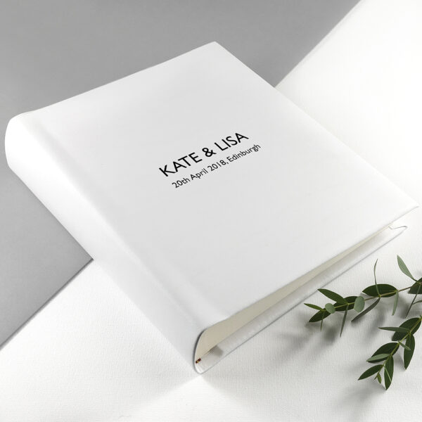 Medium White Leather Photo Album