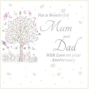 For a Wonderful Mum and Dad With Love Anniversary Greeting Card