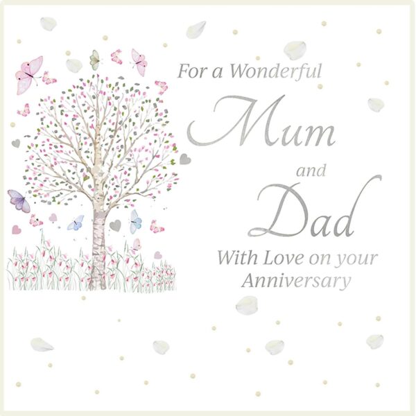 For a Wonderful Mum and Dad With Love Anniversary Greeting Card