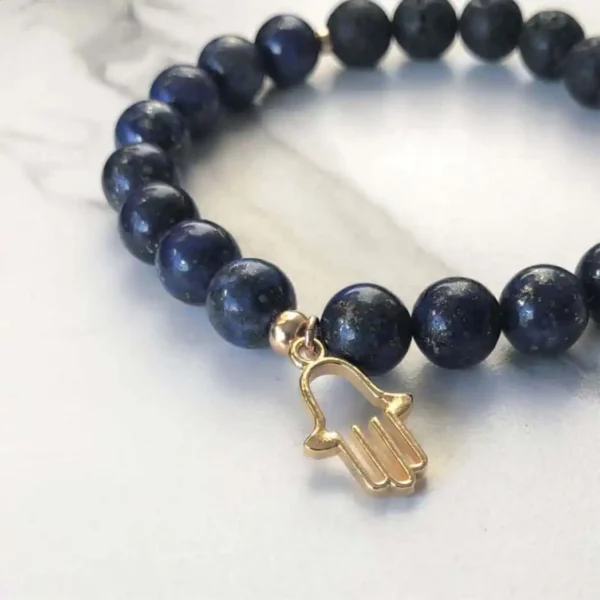 Blue lapis & hamsa diffuser bracelet, with essential oil