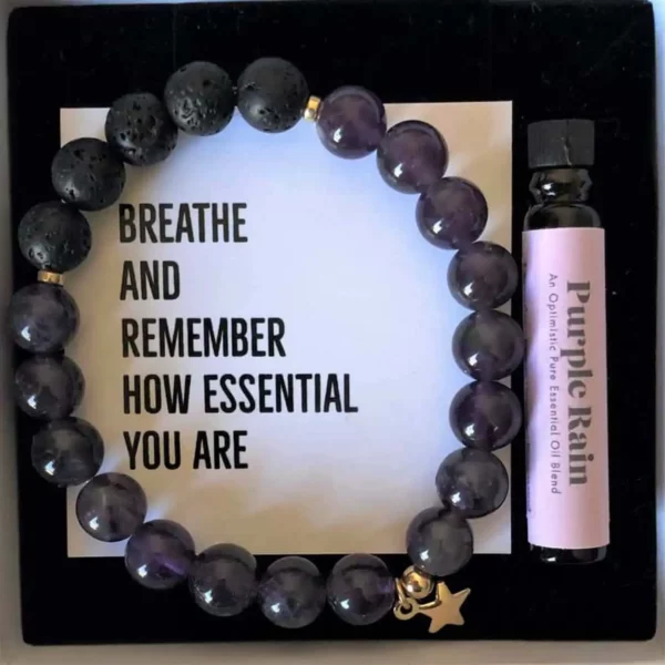 Purple amethyst & star diffuser bracelet, with essential oil