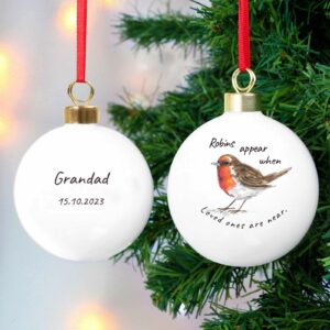 Robins Appear Personalised Memorial Christmas Bauble