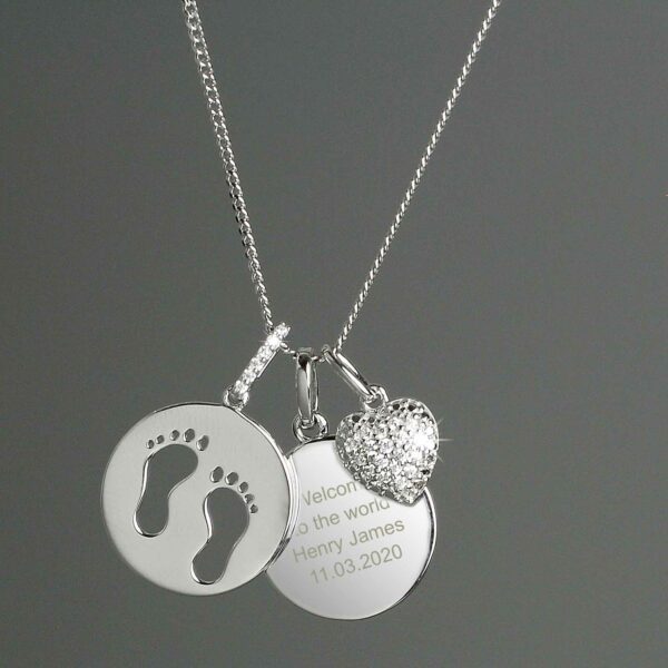 Footprint and Heart Personalised Necklace