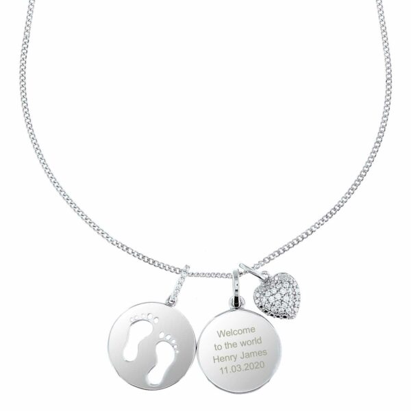 Footprint and Heart Personalised Necklace