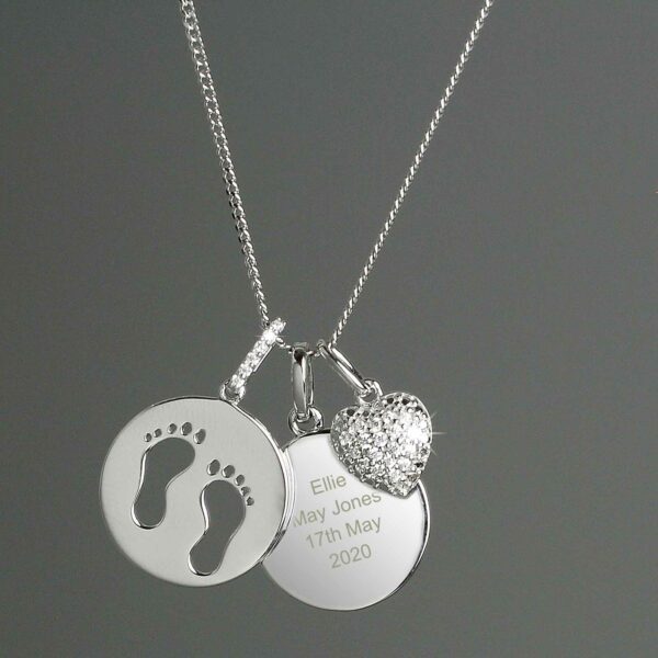 Footprint and Heart Personalised Necklace