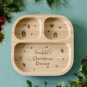 Christmas Dinner Wooden Baby Suction Plate