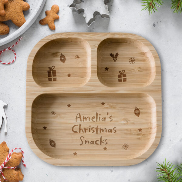 Christmas Dinner Wooden Baby Suction Plate