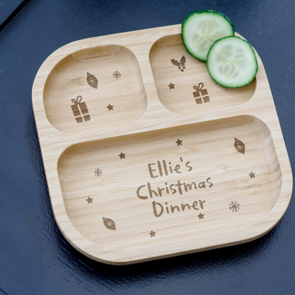 Christmas Dinner Wooden Baby Suction Plate
