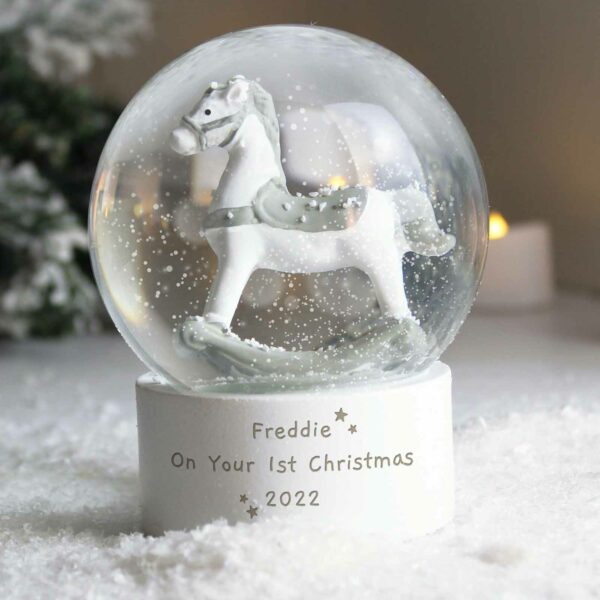 Rocking Horse Personalised Glitter Snow Globe