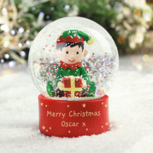 Glittery Delight: Personalised Elf Snow Globe