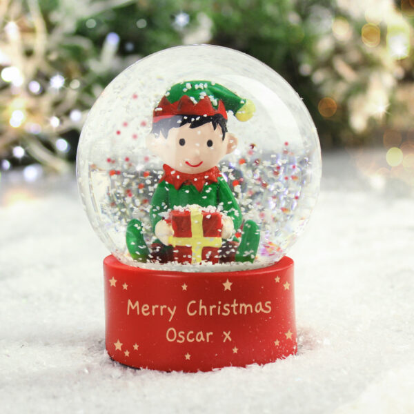 Glittery Delight: Personalised Elf Snow Globe
