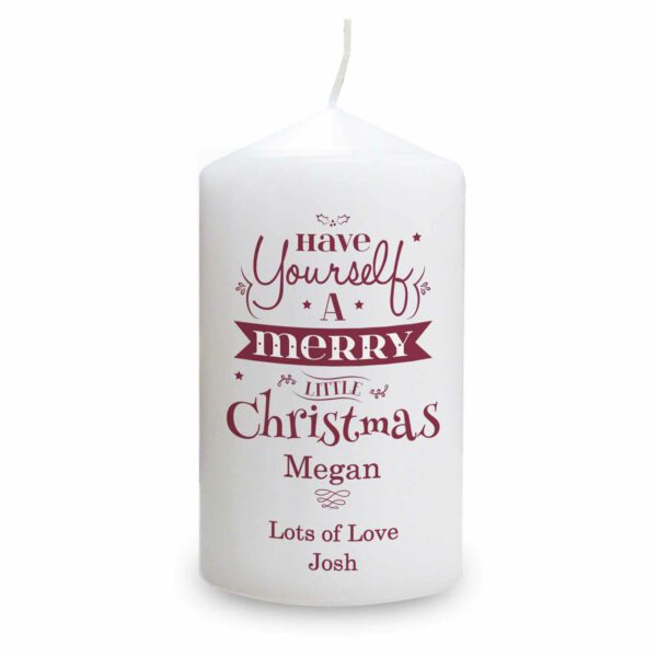 Merry Little Christmas Personalised Pillar Candle