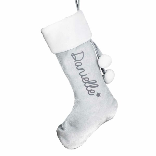 Silver Grey Personalised Santa Stocking