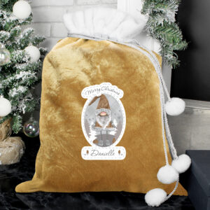 Personalised Gonk Luxury Pom-Pom Gold Santa Sack