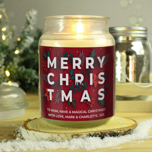 Personalised Festive Large Scented Jar Candle