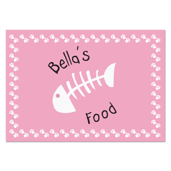 Personalised Pink Fish Bone Cat Bowl Mat