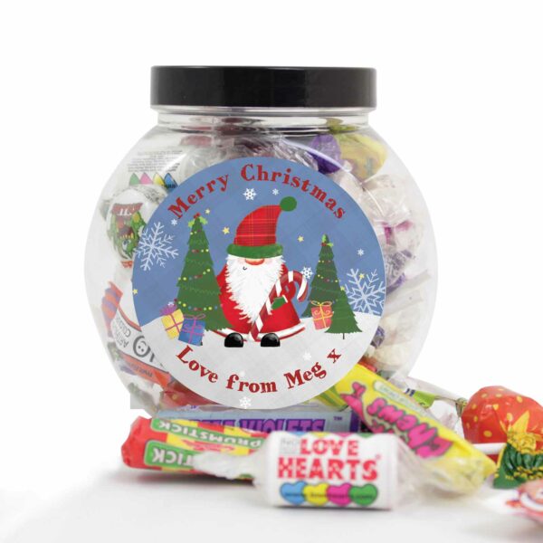 Tartan Santa Personalised Sweet Jar