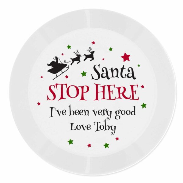 Santa Stop Here Personalised Plate