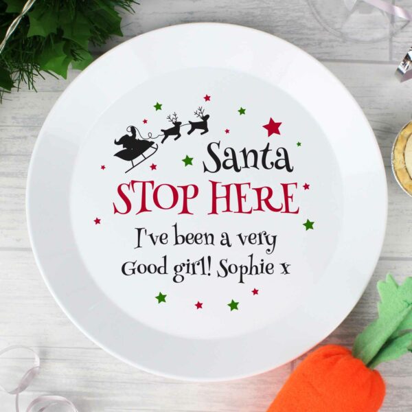 Santa Stop Here Personalised Plate