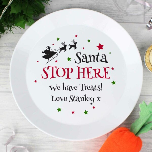 Santa Stop Here Personalised Plate