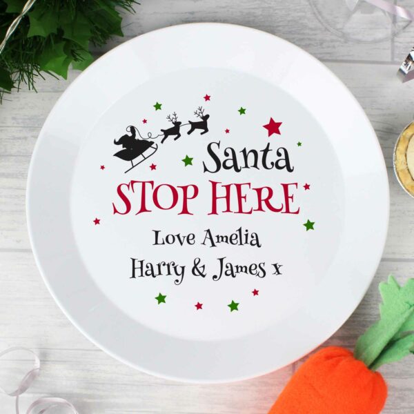 Santa Stop Here Personalised Plate