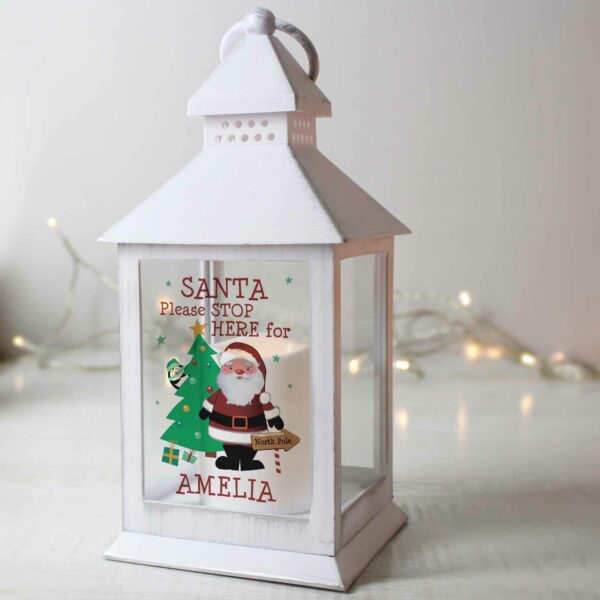 Santa Stop Here Personalised Christmas Lantern