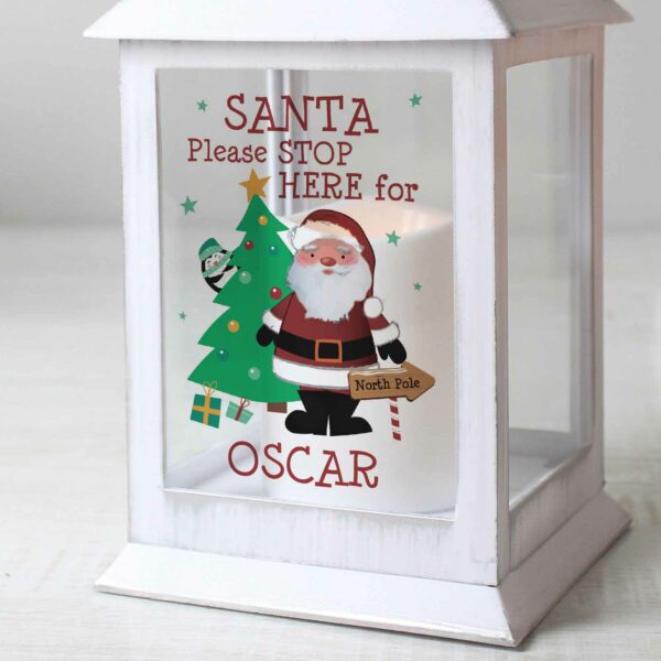 Santa Stop Here Personalised Christmas Lantern