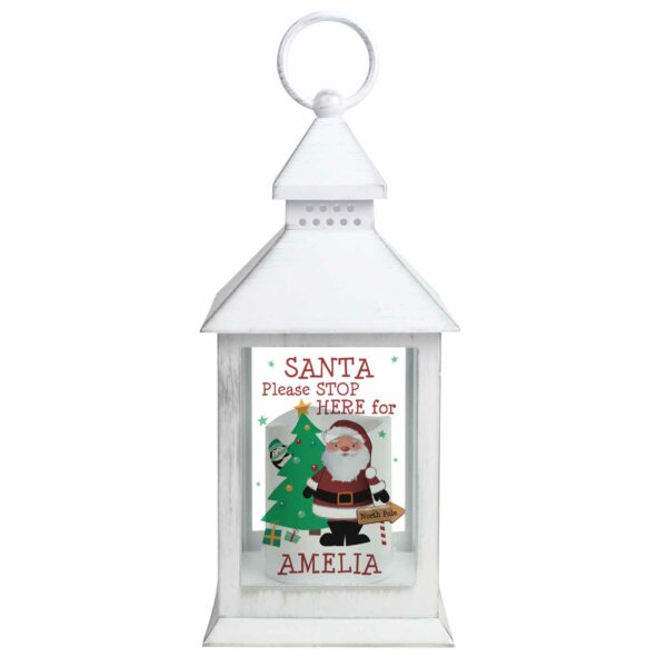 Santa Stop Here Personalised Christmas Lantern