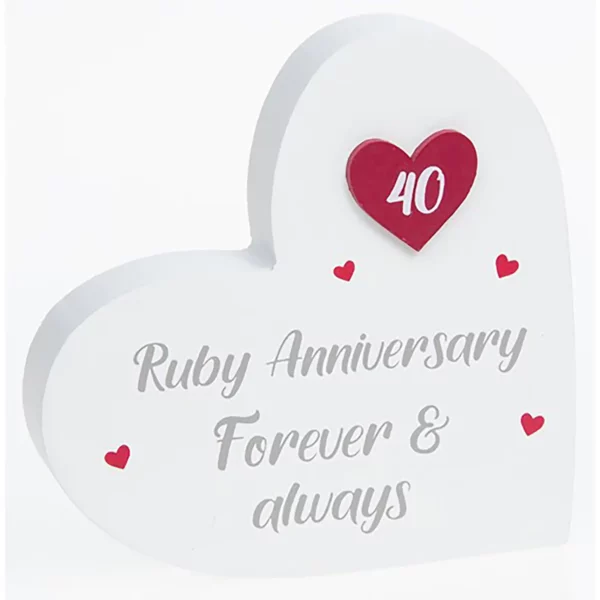 Provence 40th Ruby Anniversary - Forever and Always Heart Block Plaque Ornament