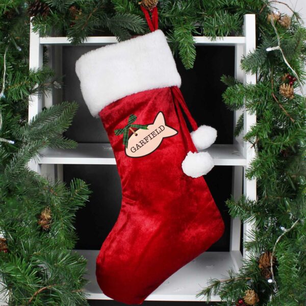 Luxury Red Personalised Christmas Stockings Cat Treats