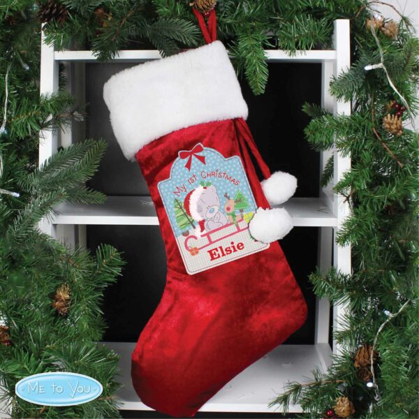 Luxury Red Personalised Christmas Stockings Tiny Tatty Teddy