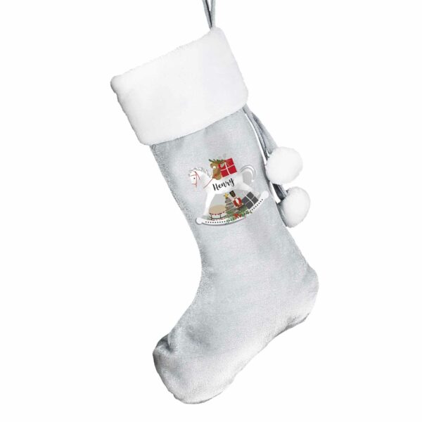 Luxury Silver Grey Personalised Santa Christmas Stocking, Many Designs - Image 11