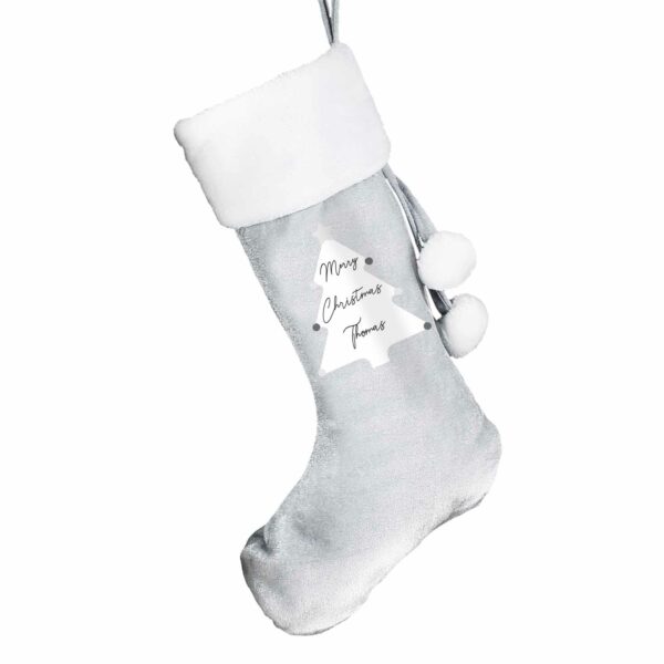Luxury Silver Grey Personalised Santa Christmas Stocking, Many Designs - Image 8
