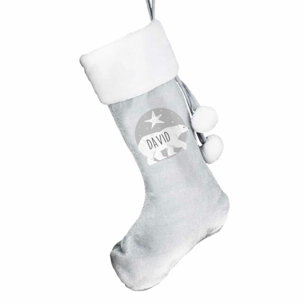 Luxury Silver Grey Personalised Santa Christmas Stocking, Many Designs - Image 9