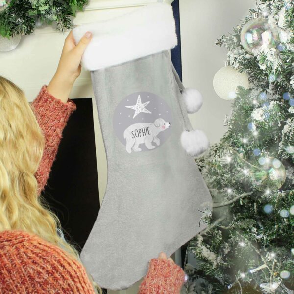 Personalised Santa Christmas Stocking Baby Polar Bear