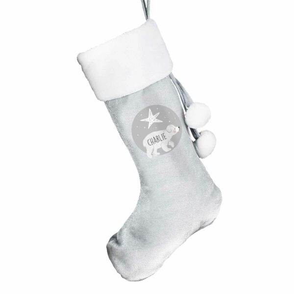 Luxury Silver Grey Personalised Santa Christmas Stocking, Many Designs - Image 14